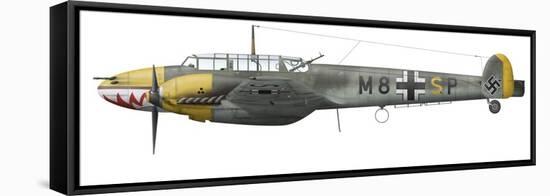 Illustration of a Messerschmitt Bf-110D of the German Air Force-Stocktrek Images-Framed Stretched Canvas