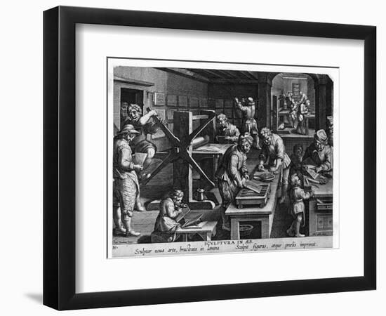 Illustration of a Printing Shop-Johannes Stradanus-Framed Premium Giclee Print