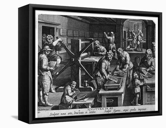 Illustration of a Printing Shop-Johannes Stradanus-Framed Stretched Canvas