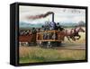 Illustration of a Race Between a Locomotive and a Horse-Drawn Car-null-Framed Stretched Canvas