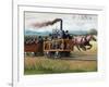 Illustration of a Race Between a Locomotive and a Horse-Drawn Car-null-Framed Giclee Print