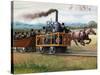 Illustration of a Race Between a Locomotive and a Horse-Drawn Car-null-Stretched Canvas