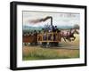 Illustration of a Race Between a Locomotive and a Horse-Drawn Car-null-Framed Giclee Print