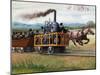 Illustration of a Race Between a Locomotive and a Horse-Drawn Car-null-Mounted Giclee Print