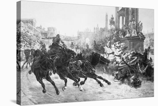 Illustration of a Roman Chariot Race-Bettmann-Stretched Canvas