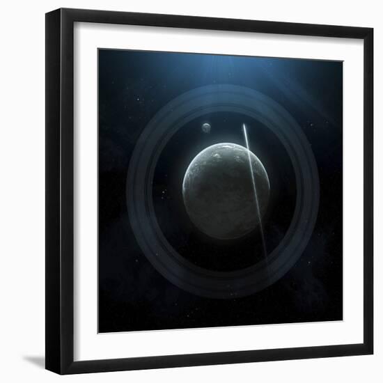 Illustration of a Simple Planet and its Ring System-Stocktrek Images-Framed Photographic Print