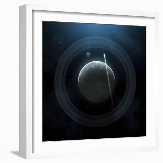 Illustration of a Simple Planet and its Ring System-Stocktrek Images-Framed Photographic Print