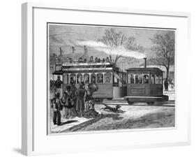 Illustration of a Steam Tramway in Paris in 1876-Stefano Bianchetti-Framed Giclee Print