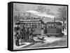 Illustration of a Steam Tramway in Paris in 1876-Stefano Bianchetti-Framed Stretched Canvas