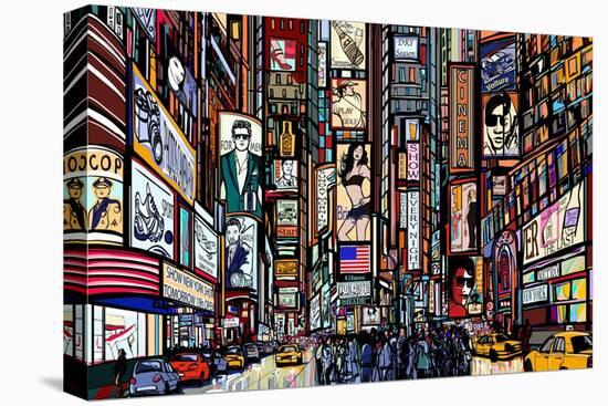 Illustration of a Street in New York City-isaxar-Stretched Canvas