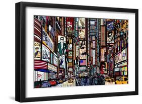 Illustration of a Street in New York City-isaxar-Framed Art Print