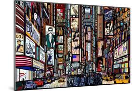 Illustration of a Street in New York City-isaxar-Mounted Art Print