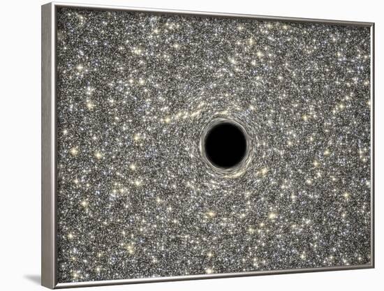 Illustration of a Supermassive Black Hole in the Middle of a Dense Galaxy-null-Framed Art Print