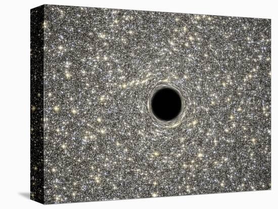 Illustration of a Supermassive Black Hole in the Middle of a Dense Galaxy-null-Stretched Canvas