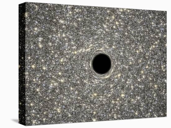 Illustration of a Supermassive Black Hole in the Middle of a Dense Galaxy-null-Stretched Canvas