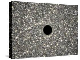 Illustration of a Supermassive Black Hole in the Middle of a Dense Galaxy-null-Stretched Canvas