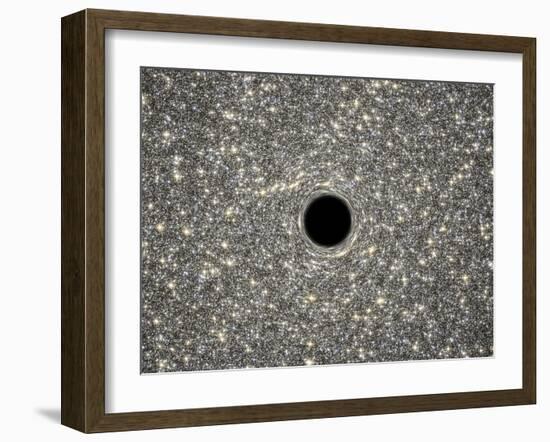 Illustration of a Supermassive Black Hole in the Middle of a Dense Galaxy-null-Framed Art Print