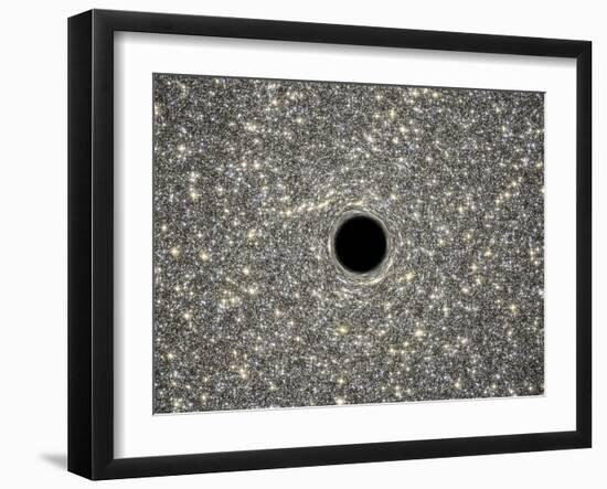 Illustration of a Supermassive Black Hole in the Middle of a Dense Galaxy-null-Framed Art Print