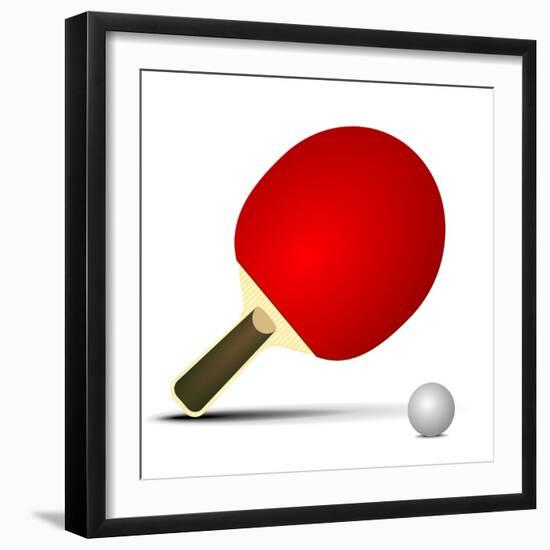 Illustration Of A Tabletennis Bat With Ball-unkreatives-Framed Art Print