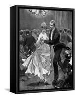 Illustration of a Victorian Era Couple Dancing at a Ball-null-Framed Stretched Canvas