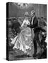 Illustration of a Victorian Era Couple Dancing at a Ball-null-Stretched Canvas