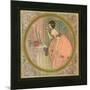 Illustration of a Woman Putting on Her Makeup-null-Mounted Art Print