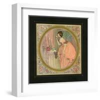 Illustration of a Woman Putting on Her Makeup-null-Framed Art Print