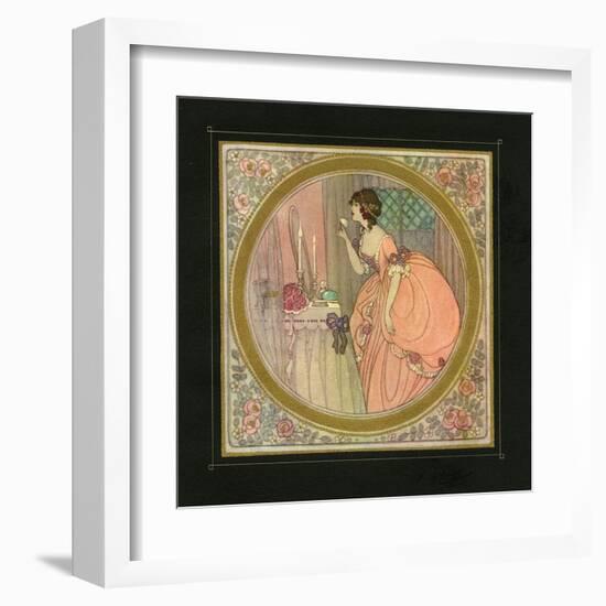 Illustration of a Woman Putting on Her Makeup-null-Framed Art Print