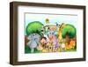 Illustration of a Zoo and the Animals in a Beautiful Nature-interactimages-Framed Photographic Print