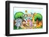 Illustration of a Zoo and the Animals in a Beautiful Nature-interactimages-Framed Photographic Print