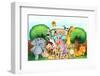 Illustration of a Zoo and the Animals in a Beautiful Nature-interactimages-Framed Photographic Print