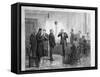 Illustration of Alexander Graham Bell Using Telephone-null-Framed Stretched Canvas