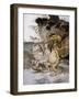 Illustration of Alice Sitting Down Next to Two Creatures by Arthur Rackham-Stapleton Collection-Framed Giclee Print