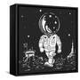 Illustration of an Astronaut Going on A Planet-JoeBakal-Framed Stretched Canvas