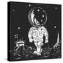 Illustration of an Astronaut Going on A Planet-JoeBakal-Stretched Canvas