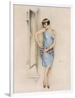 Illustration of an Attractive Flapper Girl Admiring Herself in the Mirror-null-Framed Art Print