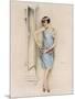 Illustration of an Attractive Flapper Girl Admiring Herself in the Mirror-null-Mounted Art Print