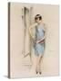 Illustration of an Attractive Flapper Girl Admiring Herself in the Mirror-null-Stretched Canvas