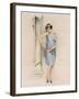 Illustration of an Attractive Flapper Girl Admiring Herself in the Mirror-null-Framed Art Print