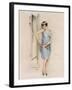 Illustration of an Attractive Flapper Girl Admiring Herself in the Mirror-null-Framed Art Print