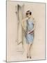 Illustration of an Attractive Flapper Girl Admiring Herself in the Mirror-null-Mounted Art Print