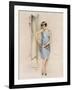 Illustration of an Attractive Flapper Girl Admiring Herself in the Mirror-null-Framed Art Print