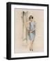 Illustration of an Attractive Flapper Girl Admiring Herself in the Mirror-null-Framed Art Print