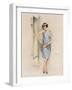 Illustration of an Attractive Flapper Girl Admiring Herself in the Mirror-null-Framed Art Print