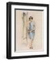 Illustration of an Attractive Flapper Girl Admiring Herself in the Mirror-null-Framed Art Print