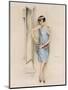 Illustration of an Attractive Flapper Girl Admiring Herself in the Mirror-null-Mounted Art Print