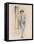 Illustration of an Attractive Flapper Girl Admiring Herself in the Mirror-null-Framed Stretched Canvas