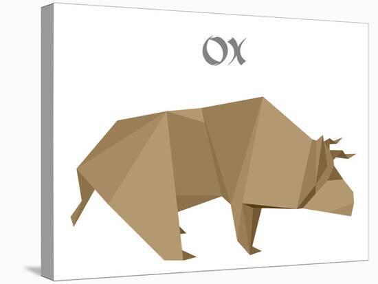 Illustration Of An Origami Ox-unkreatives-Stretched Canvas