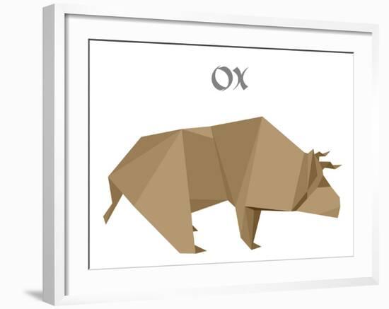 Illustration Of An Origami Ox-unkreatives-Framed Art Print