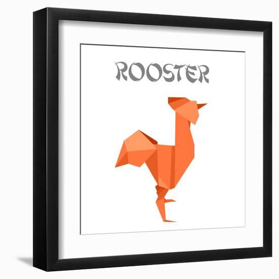 Illustration Of An Origami Rooster-unkreatives-Framed Art Print